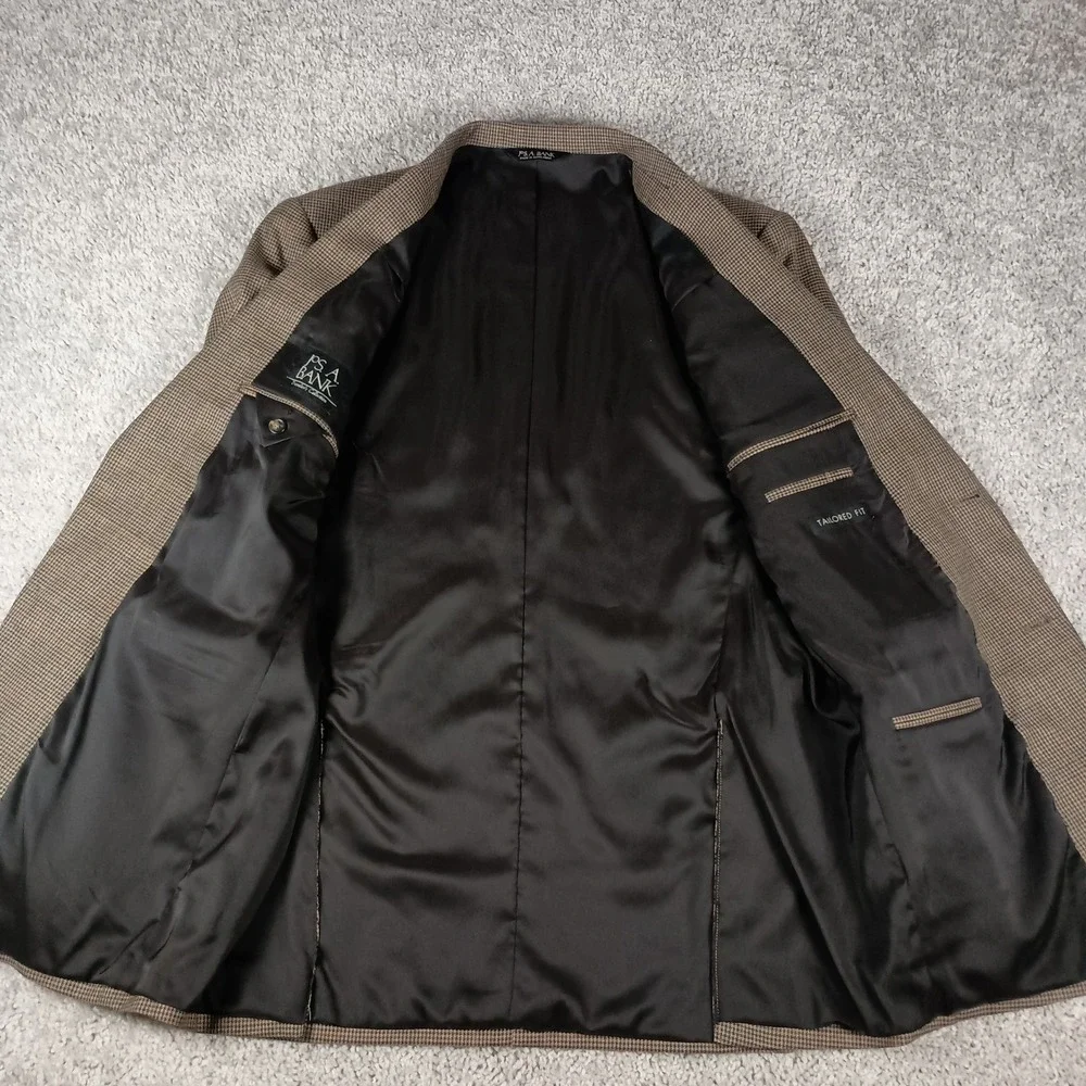 Jos. A. Bank‎ Traveler Tailored Fit 42L Wool Houndstooth Overcheck Mens Blazer